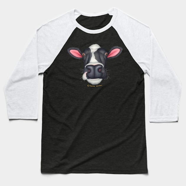 Cute Cow Head Design Baseball T-Shirt by Danny Gordon Art